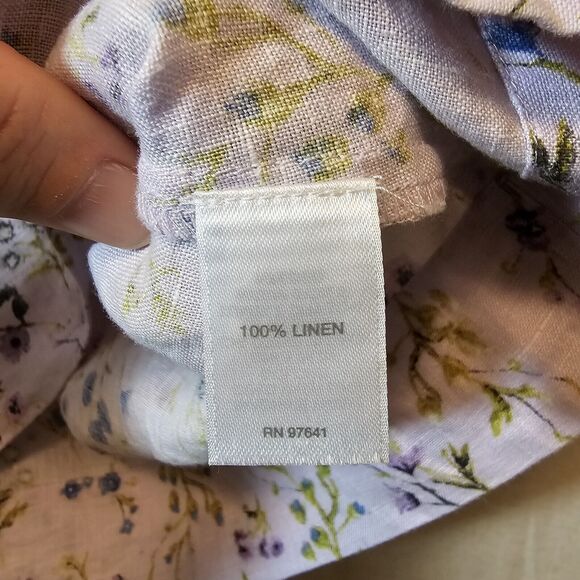 J Jill Love Linen Lilac Purple Floral Shift Dress Romantic Pockets Small Petite - Picture 8 of 12